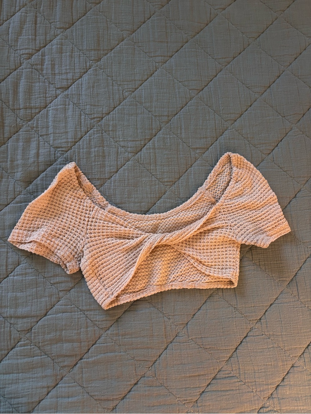 Coral Textured Off-Shoulder Crop Top